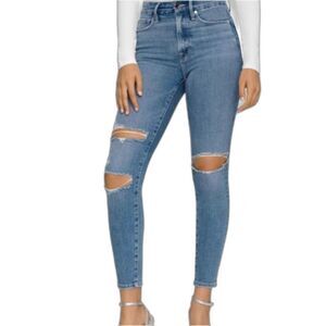 Good American Good Legs High Waist Ripped Crop Skinny Jeans In Blue617, Sz 6/28